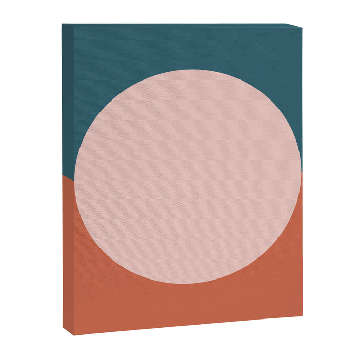 Dotted Half Half Minimalist Geometric in Blush Pink, Clay, and Blue Canvas Print Gallery Image 1