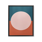 Dotted Half Half Minimalist Geometric in Blush Pink, Clay, and Blue Framed Canvas Print Gallery Image 8