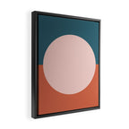 Dotted Half Half Minimalist Geometric in Blush Pink, Clay, and Blue Framed Canvas Print Gallery Image 2