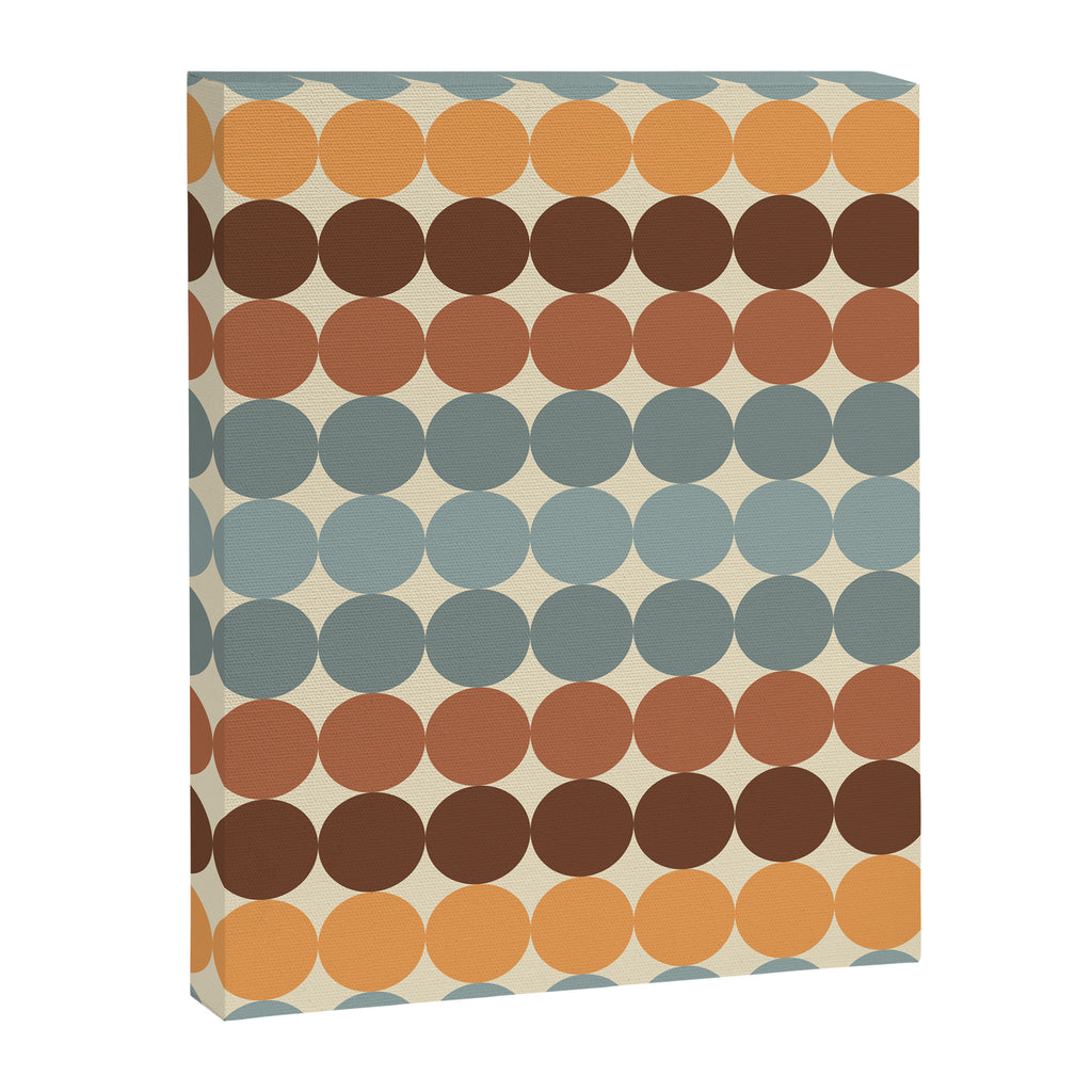 Dotty Stripes Retro Dot Pattern Muted Slate Blue Brown Orange Cream Beige Canvas Print Gallery Image 8
