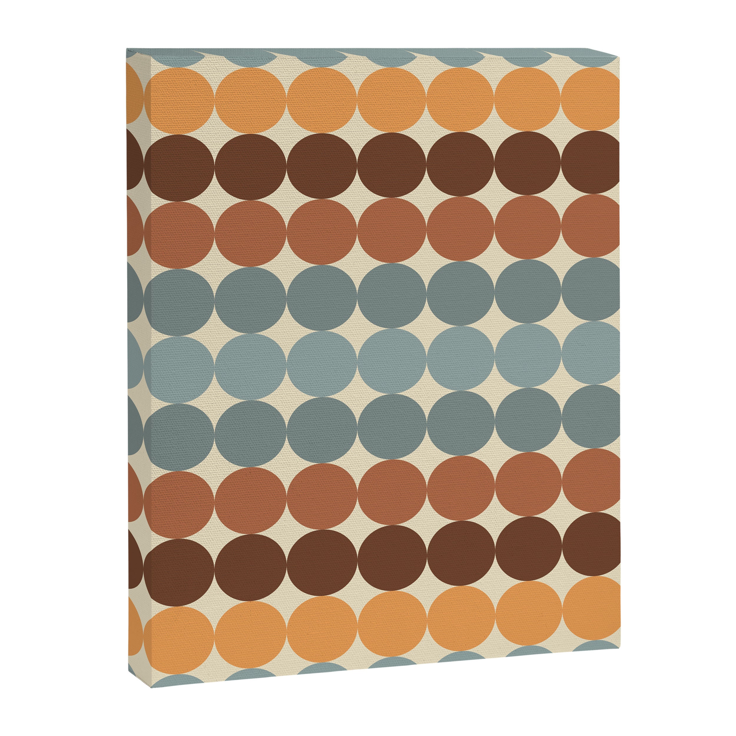 Dotty Stripes Retro Dot Pattern Muted Slate Blue Brown Orange Cream Beige Canvas Print Gallery Image 8