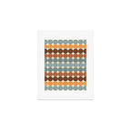 Dotty Stripes Retro Dot Pattern Muted Slate Blue Brown Orange Cream Beige Art Print Gallery Image 1