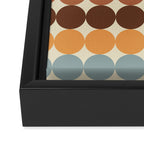 Dotty Stripes Retro Dot Pattern Muted Slate Blue Brown Orange Cream Beige Framed Canvas Print Gallery Image 3
