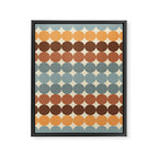 Dotty Stripes Retro Dot Pattern Muted Slate Blue Brown Orange Cream Beige Framed Canvas Print Gallery Image 8