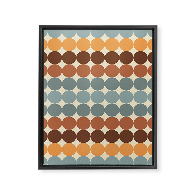 Dotty Stripes Retro Dot Pattern Muted Slate Blue Brown Orange Cream Beige Framed Canvas Print Gallery Image 8