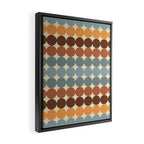 Dotty Stripes Retro Dot Pattern Muted Slate Blue Brown Orange Cream Beige Framed Canvas Print Gallery Image 2