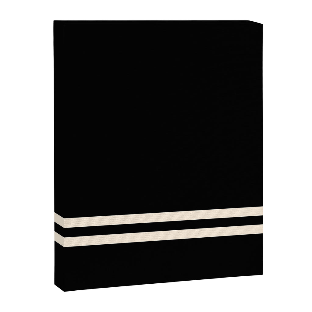Double Cuff Stripe Nearly Solid Minimalist Pattern in Black and Almond Cream Canvas Print Gallery Image 8
