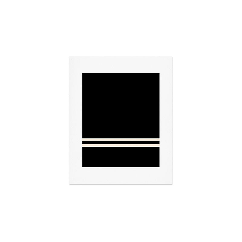 Double Cuff Stripe Nearly Solid Minimalist Pattern in Black and Almond Cream Art Print Gallery Image 1