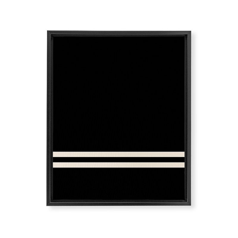 Double Cuff Stripe Nearly Solid Minimalist Pattern in Black and Almond Cream Framed Canvas Print Gallery Image 8