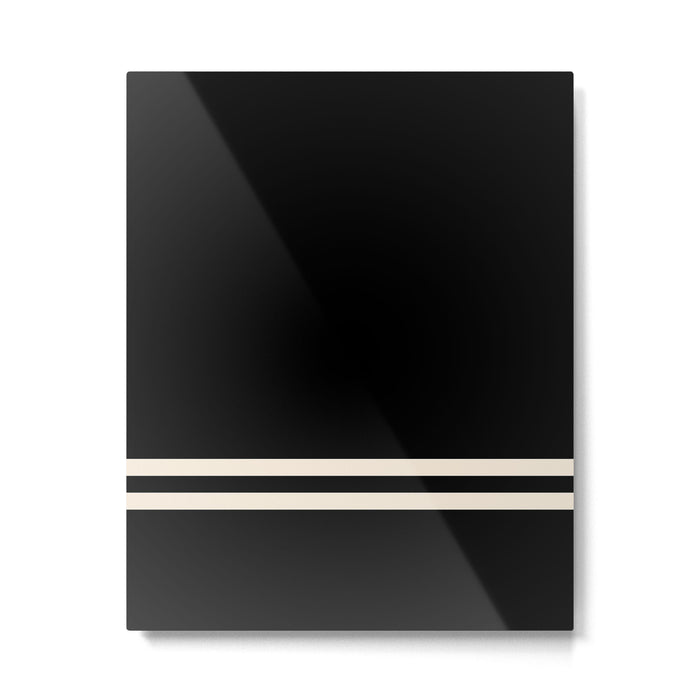 Double Cuff Stripe Nearly Solid Minimalist Pattern in Black and Almond Cream Metal Print Gallery Image 1