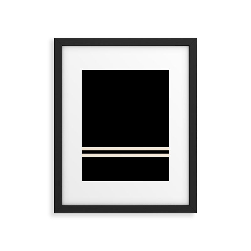 Double Cuff Stripe Nearly Solid Minimalist Pattern in Black and Almond Cream Framed Art Print Gallery Image 6