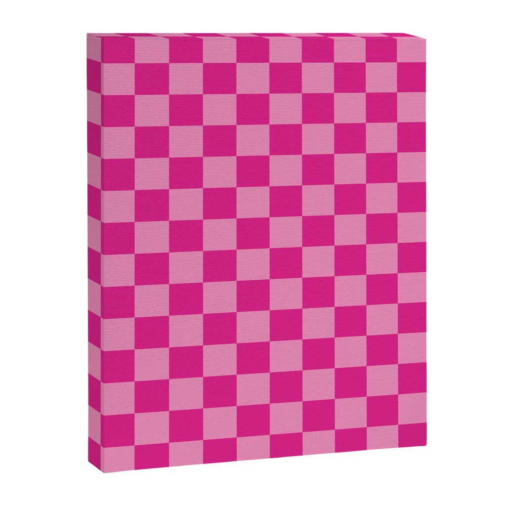 Double Pink Hot Magenta Checkered Pattern Canvas Print Gallery Image 8