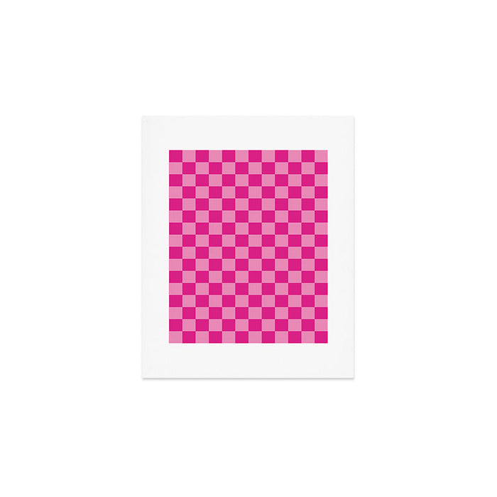 Double Pink Hot Magenta Checkered Pattern Art Print Gallery Image 1