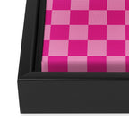 Double Pink Hot Magenta Checkered Pattern Framed Canvas Print Gallery Image 3