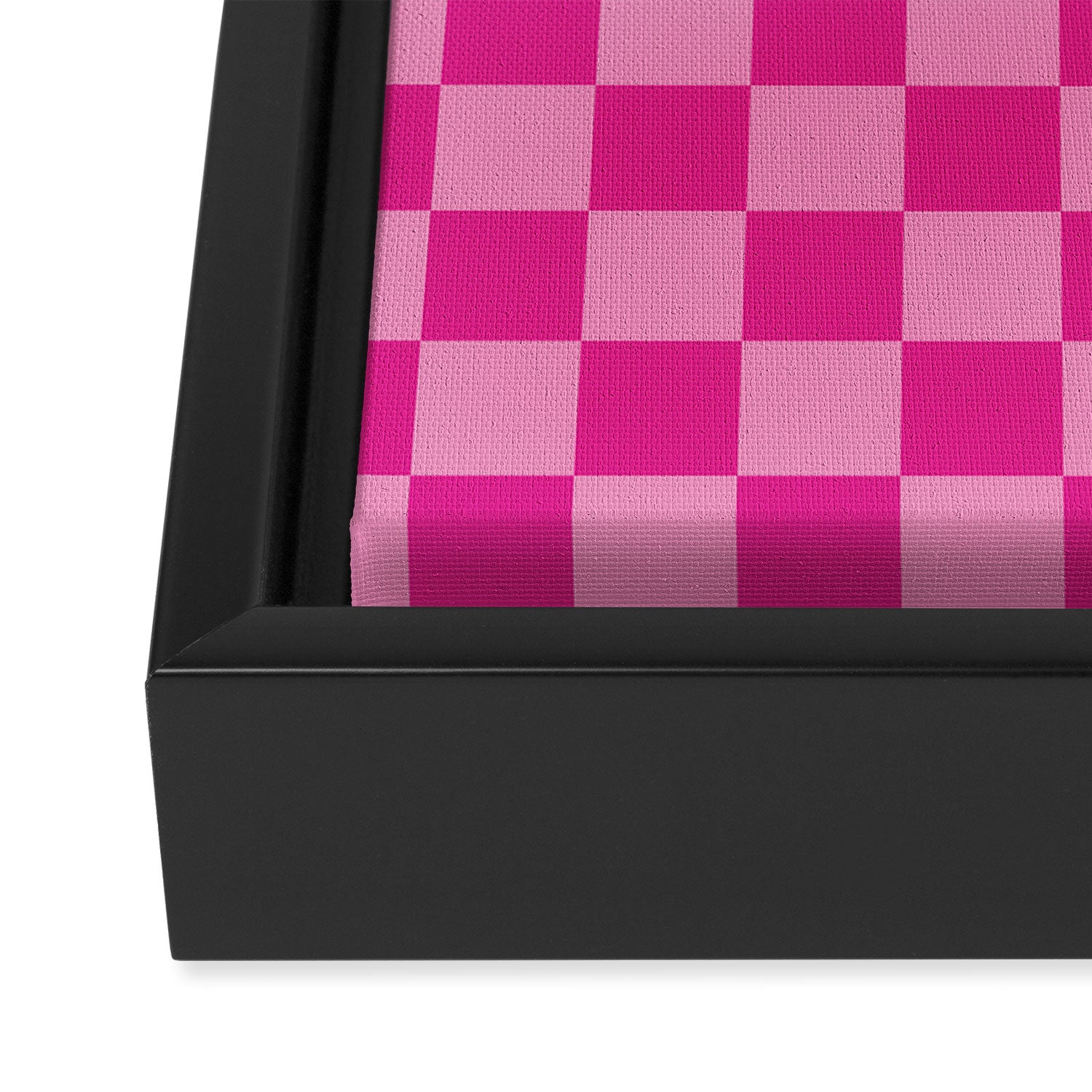 Double Pink Hot Magenta Checkered Pattern Framed Canvas Print Gallery Image 3