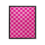 Double Pink Hot Magenta Checkered Pattern Framed Canvas Print Gallery Image 8