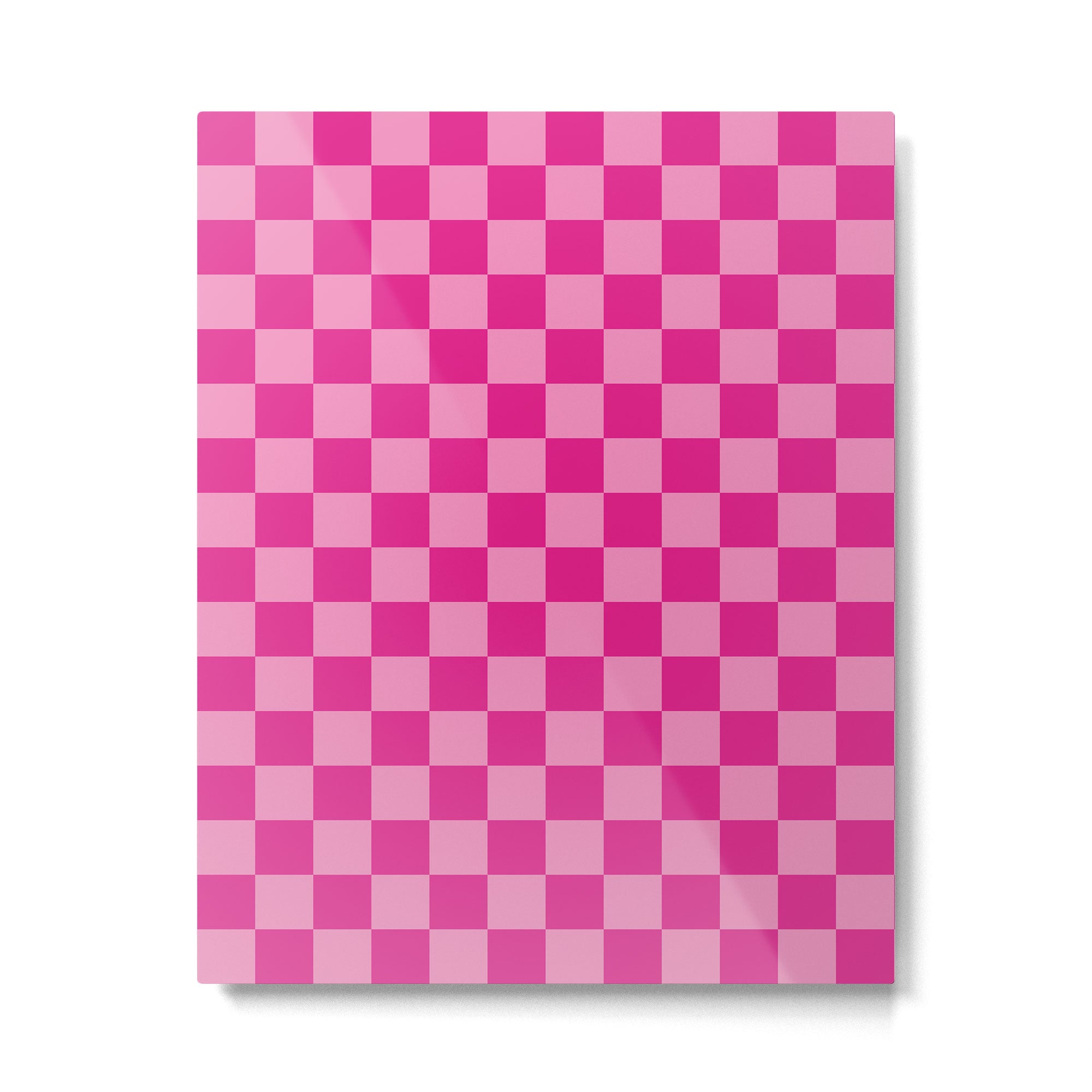 Double Pink Hot Magenta Checkered Pattern Metal Print Gallery Image 6
