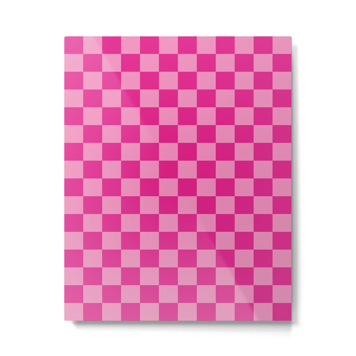 Double Pink Hot Magenta Checkered Pattern Metal Print Gallery Image 1