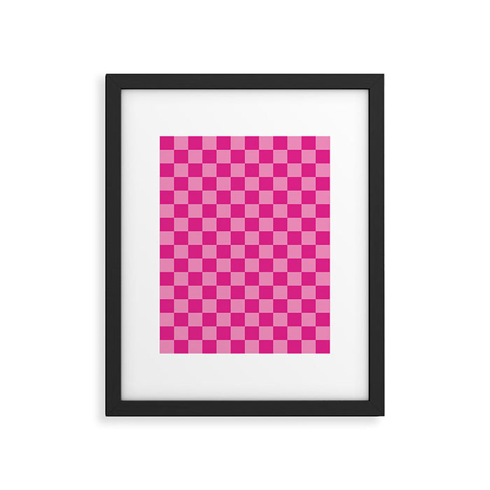 Double Pink Hot Magenta Checkered Pattern Framed Art Print Gallery Image 1