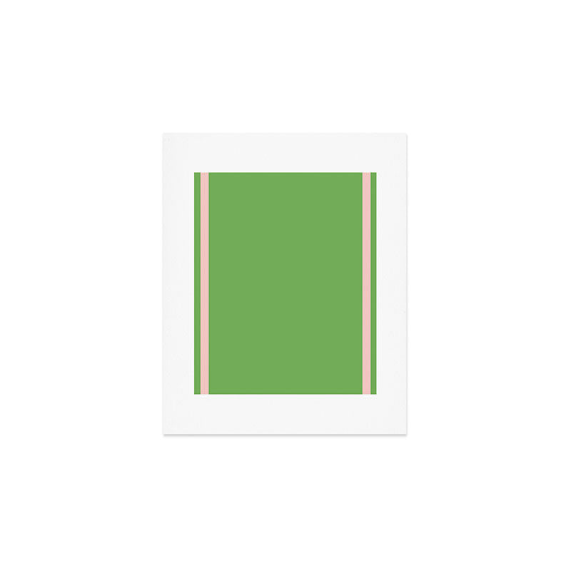 Double Stripe Minimal Lime Green and Pink Art Print Gallery Image 1