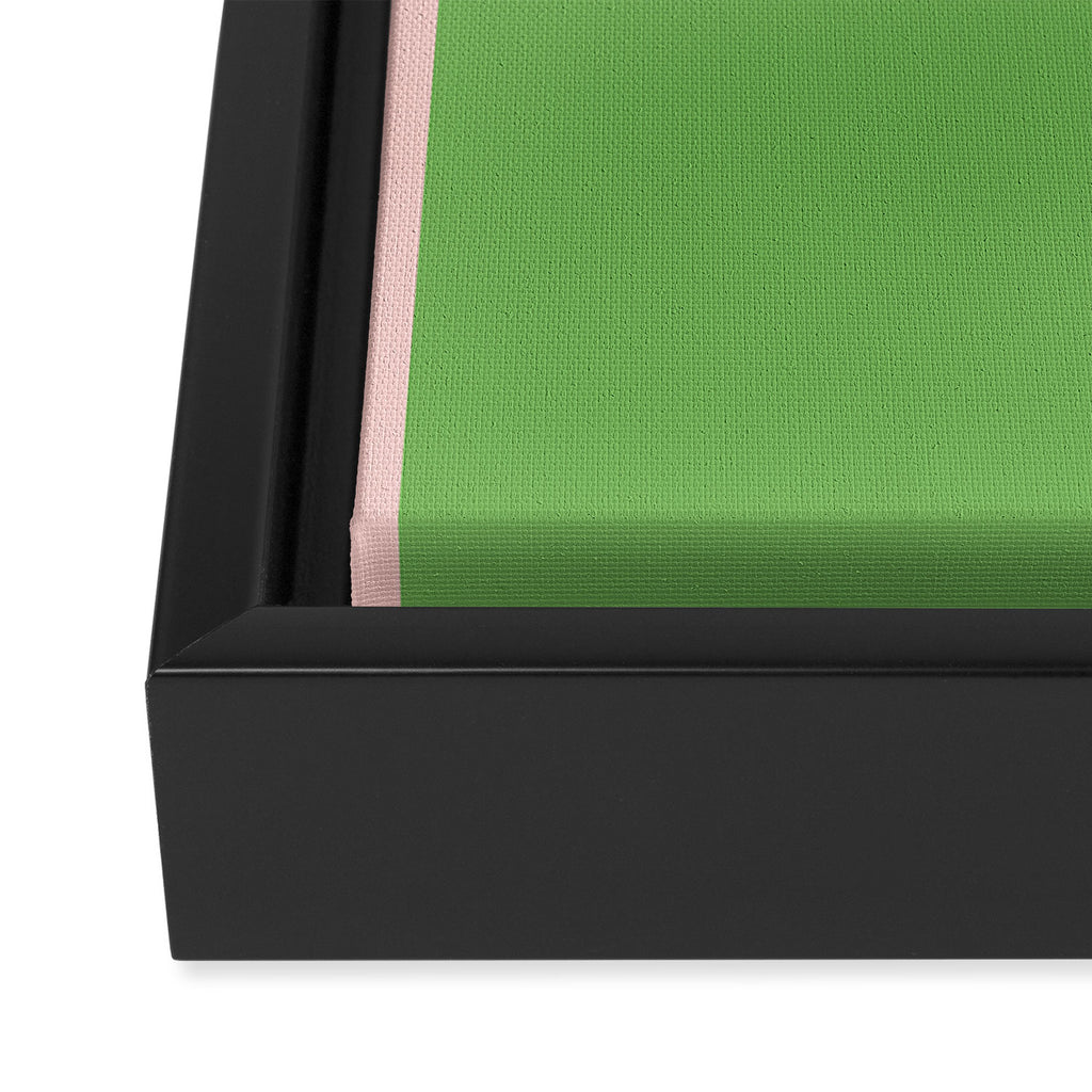 Double Stripe Minimal Lime Green and Pink Framed Canvas Print Gallery Image 3