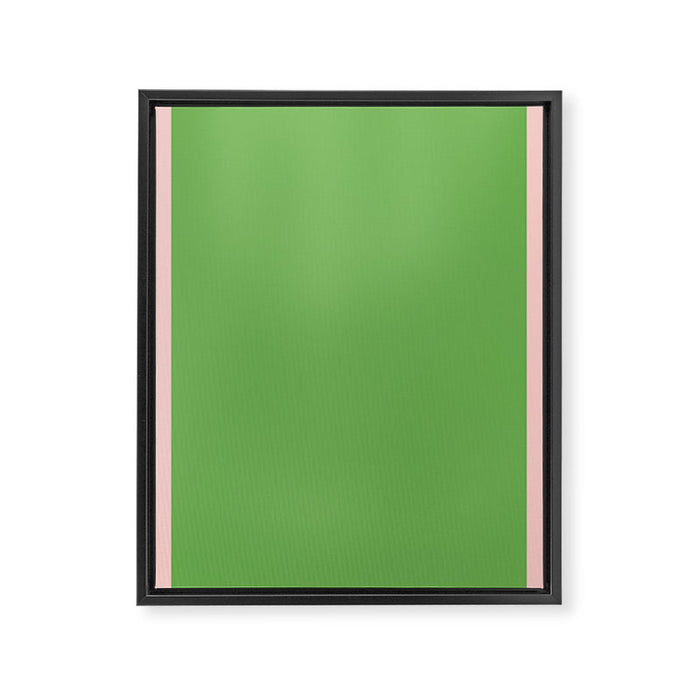 Double Stripe Minimal Lime Green and Pink Framed Canvas Print Gallery Image 1