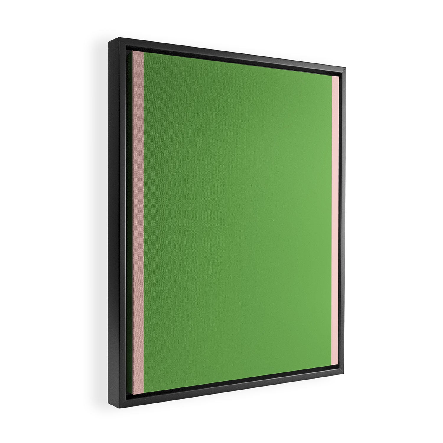 Double Stripe Minimal Lime Green and Pink Framed Canvas Print Gallery Image 2