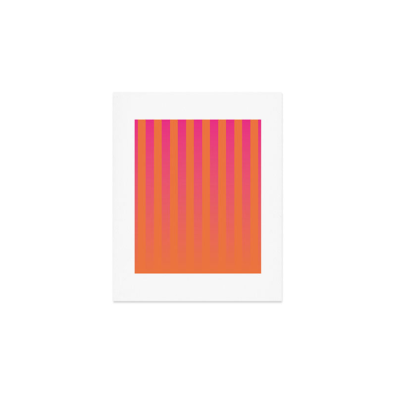 Dreamy Future Stripes Hot Pink and Orange Gradient Ombre Pattern Art Print Gallery Image 1
