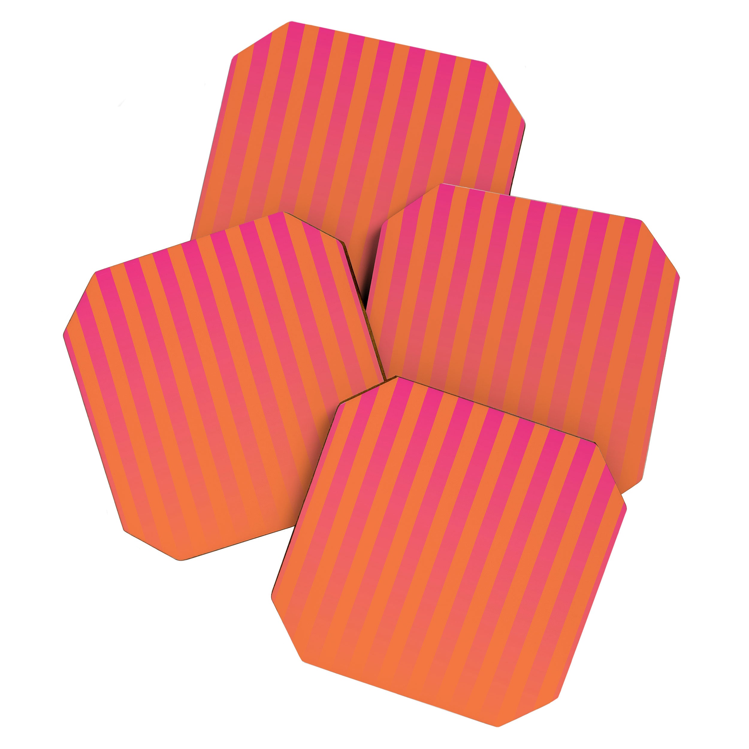 Dreamy Future Stripes Hot Pink and Orange Gradient Ombre Pattern Coaster Gallery Image 1
