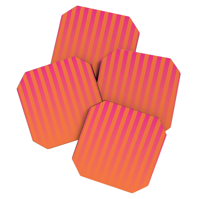Dreamy Future Stripes Hot Pink and Orange Gradient Ombre Pattern Coaster Gallery Image 1