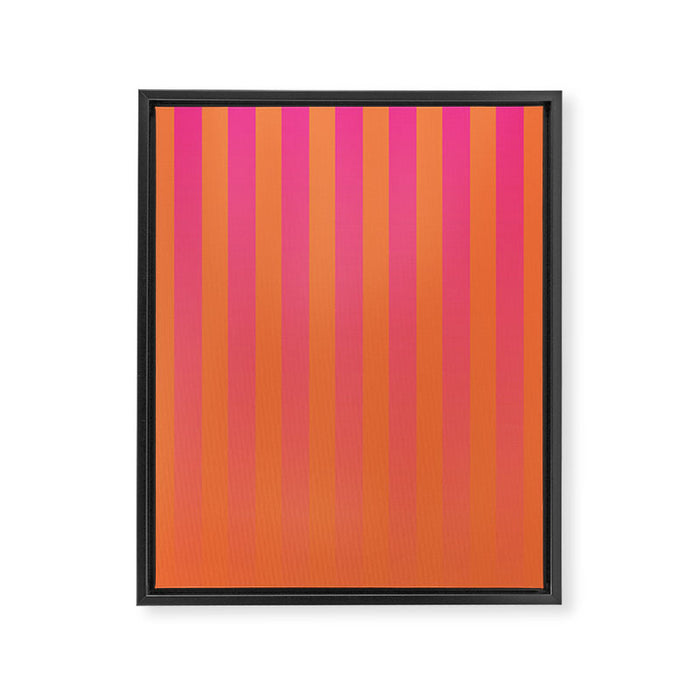 Dreamy Future Stripes Hot Pink and Orange Gradient Ombre Pattern Framed Canvas Print Gallery Image 1