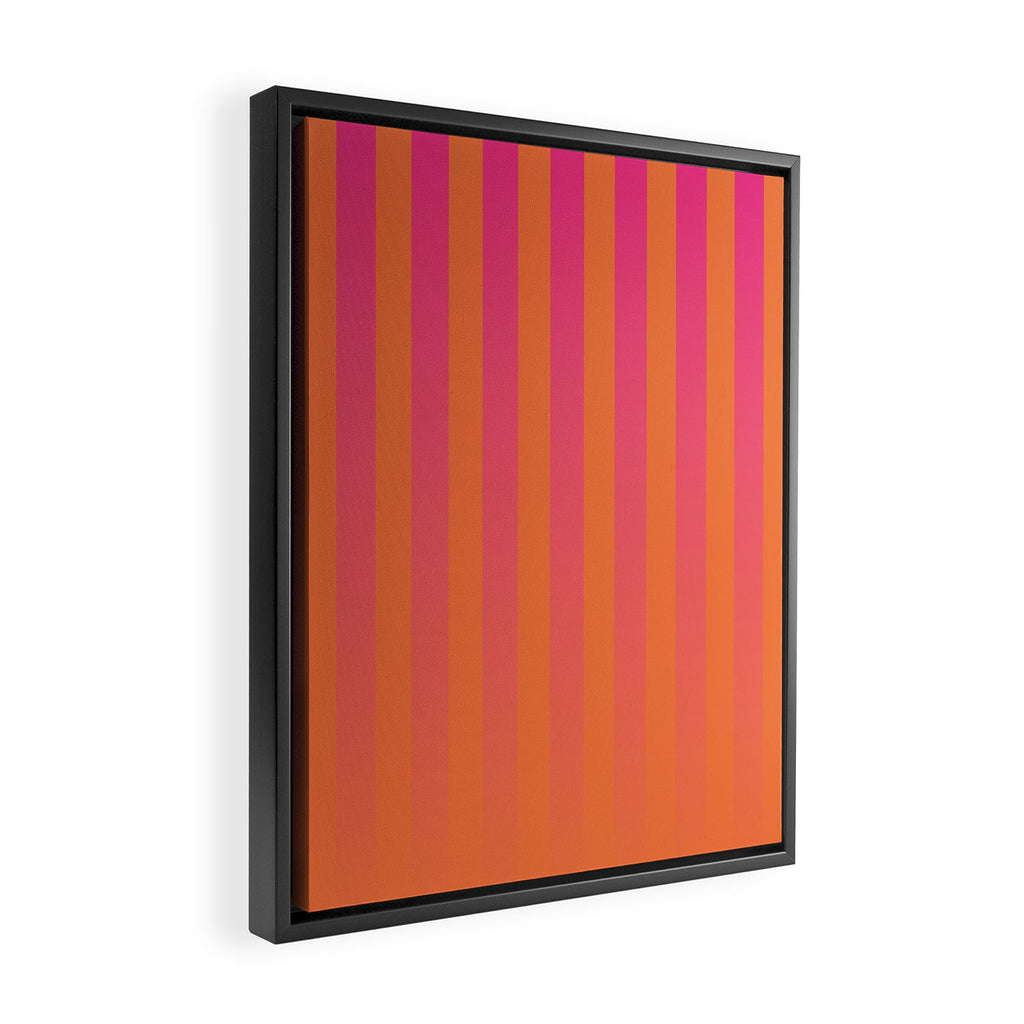 Dreamy Future Stripes Hot Pink and Orange Gradient Ombre Pattern Framed Canvas Print Gallery Image 2