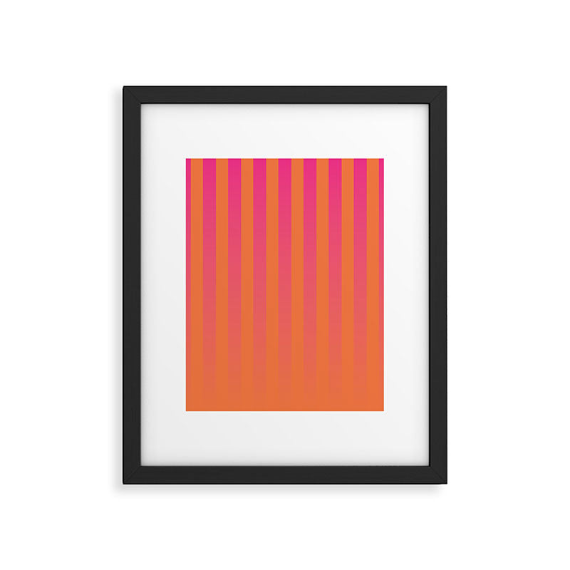 Dreamy Future Stripes Hot Pink and Orange Gradient Ombre Pattern Framed Art Print Gallery Image 6