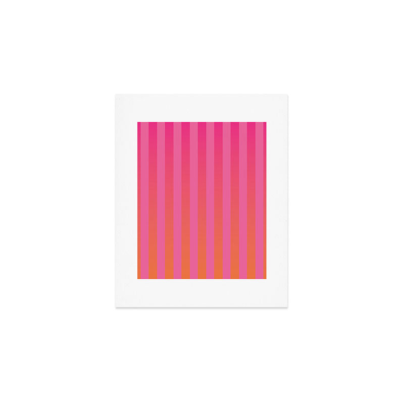 Dreamy Future Stripes Hot Pink and Orange Ombre Gradient Pattern Art Print Gallery Image 1