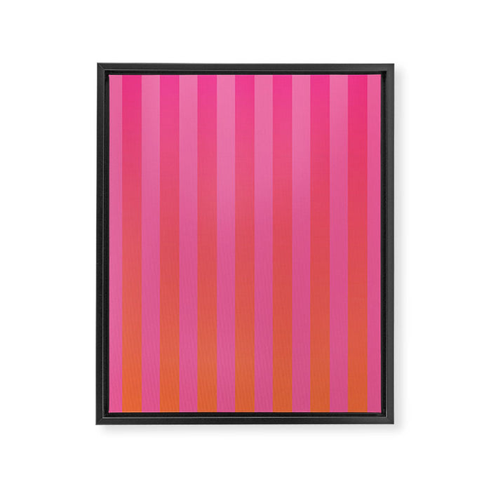 Dreamy Future Stripes Hot Pink and Orange Ombre Gradient Pattern Framed Canvas Print Gallery Image 1