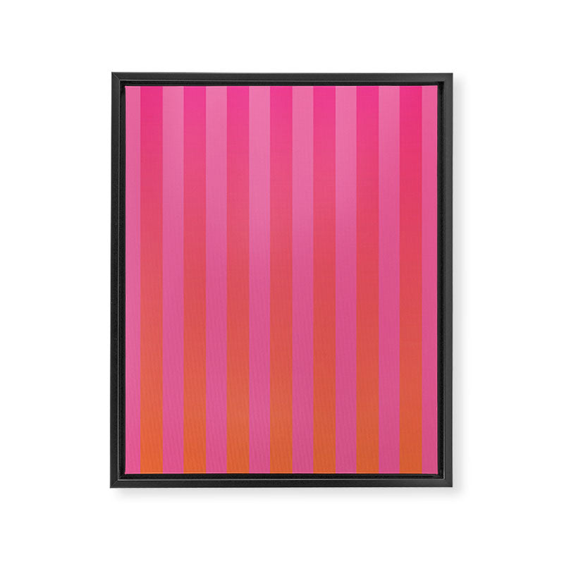 Dreamy Future Stripes Hot Pink and Orange Ombre Gradient Pattern Framed Canvas Print Gallery Image 8