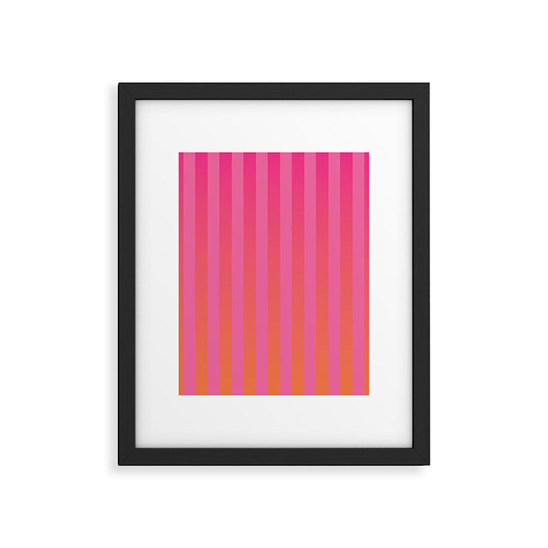 Dreamy Future Stripes Hot Pink and Orange Ombre Gradient Pattern Framed Art Print Gallery Image 6