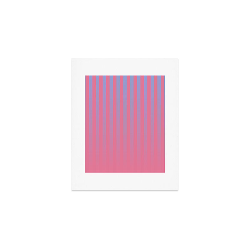 Dreamy Future Stripes in Gradient Pink and Ombre Blue Lavender Art Print Gallery Image 1