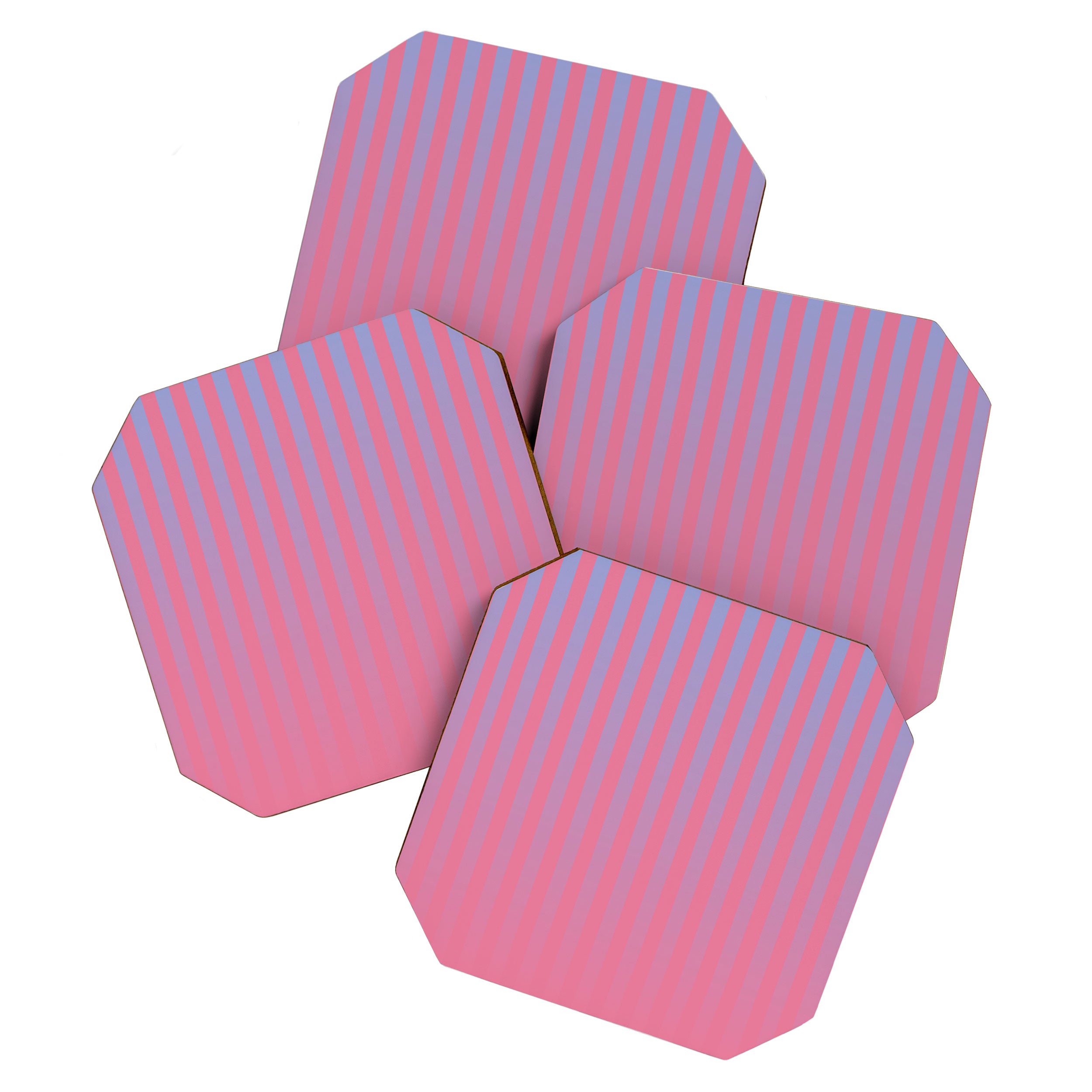 Dreamy Future Stripes in Gradient Pink and Ombre Blue Lavender Coaster Gallery Image 1