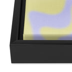 Dreamy Retro Liquid Swirl Contemporary Abstract 2 in Butter Yellow and Lavender Pastel Framed Canvas Print Gallery Image 3