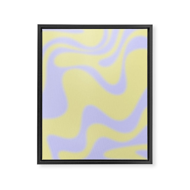 Dreamy Retro Liquid Swirl Contemporary Abstract 2 in Butter Yellow and Lavender Pastel Framed Canvas Print Gallery Image 8
