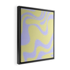 Dreamy Retro Liquid Swirl Contemporary Abstract 2 in Butter Yellow and Lavender Pastel Framed Canvas Print Gallery Image 2