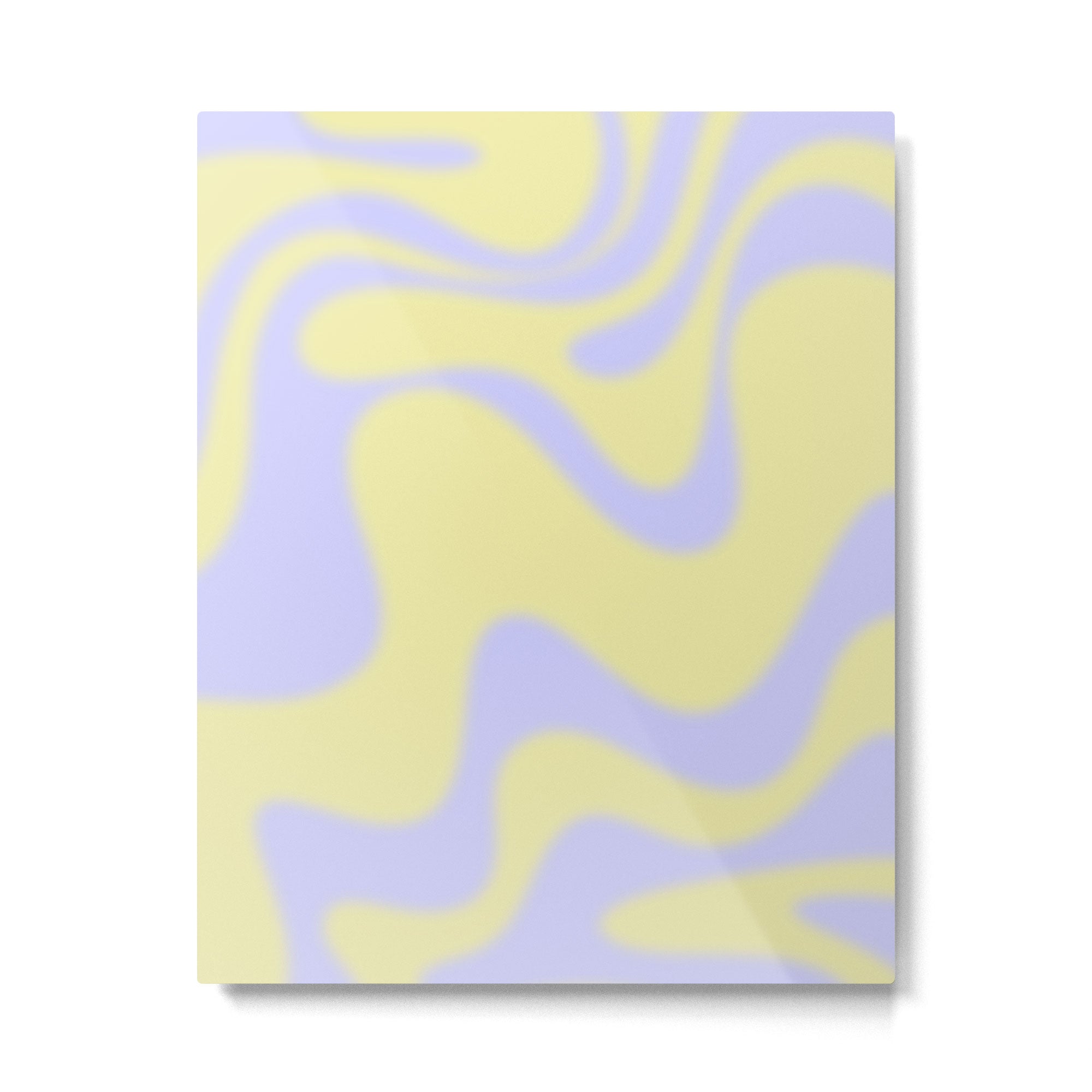 Dreamy Retro Liquid Swirl Contemporary Abstract 2 in Butter Yellow and Lavender Pastel Metal Print Gallery Image 6