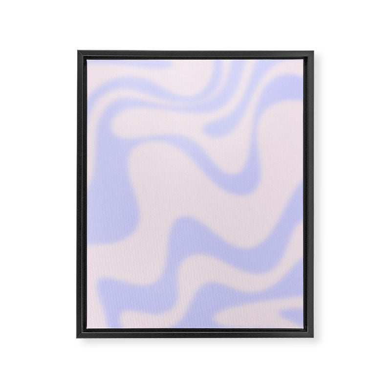 Dreamy Retro Liquid Swirl Contemporary Abstract 2 in Pastel Lavender and Pale Pink Framed Canvas Print Gallery Image 8