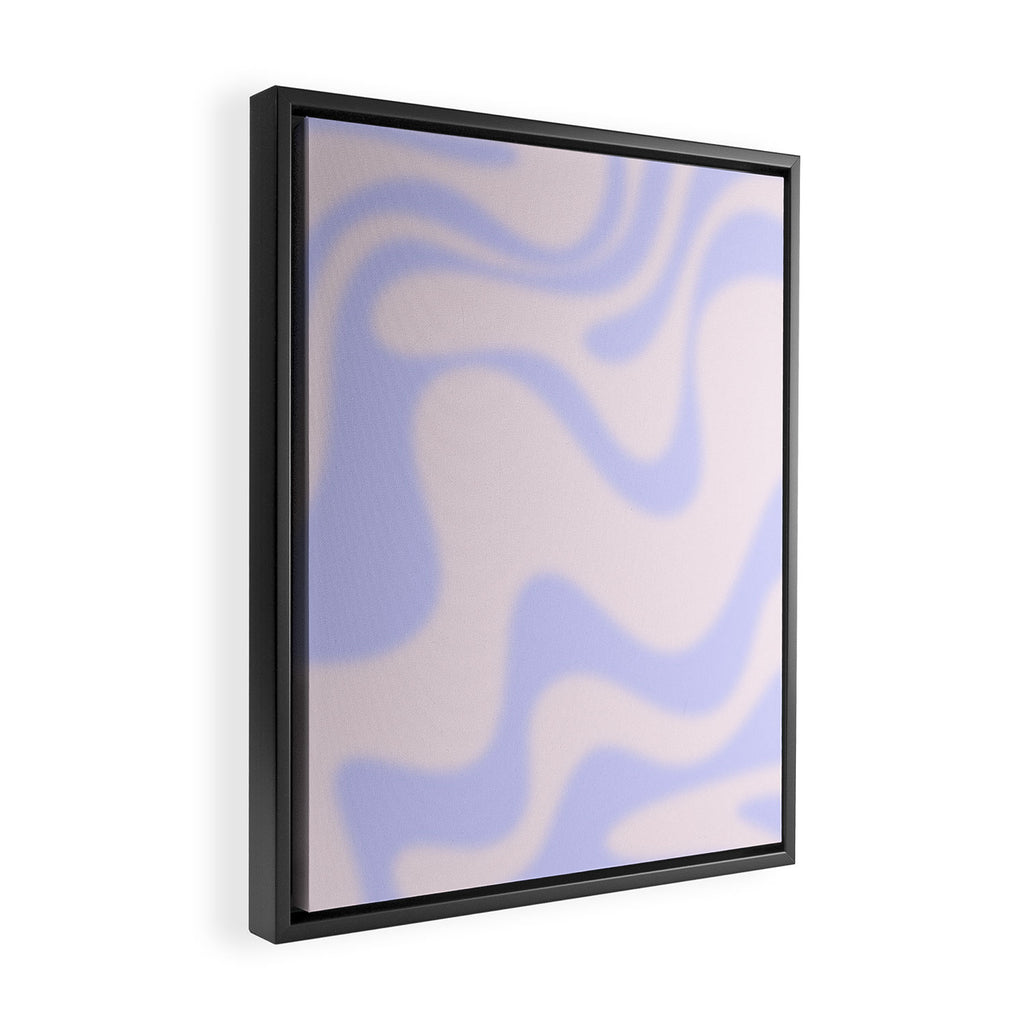 Dreamy Retro Liquid Swirl Contemporary Abstract 2 in Pastel Lavender and Pale Pink Framed Canvas Print Gallery Image 2