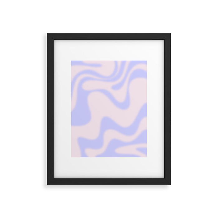 Dreamy Retro Liquid Swirl Contemporary Abstract 2 in Pastel Lavender and Pale Pink Framed Art Print Gallery Image 1