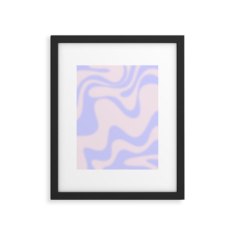Dreamy Retro Liquid Swirl Contemporary Abstract 2 in Pastel Lavender and Pale Pink Framed Art Print Gallery Image 6