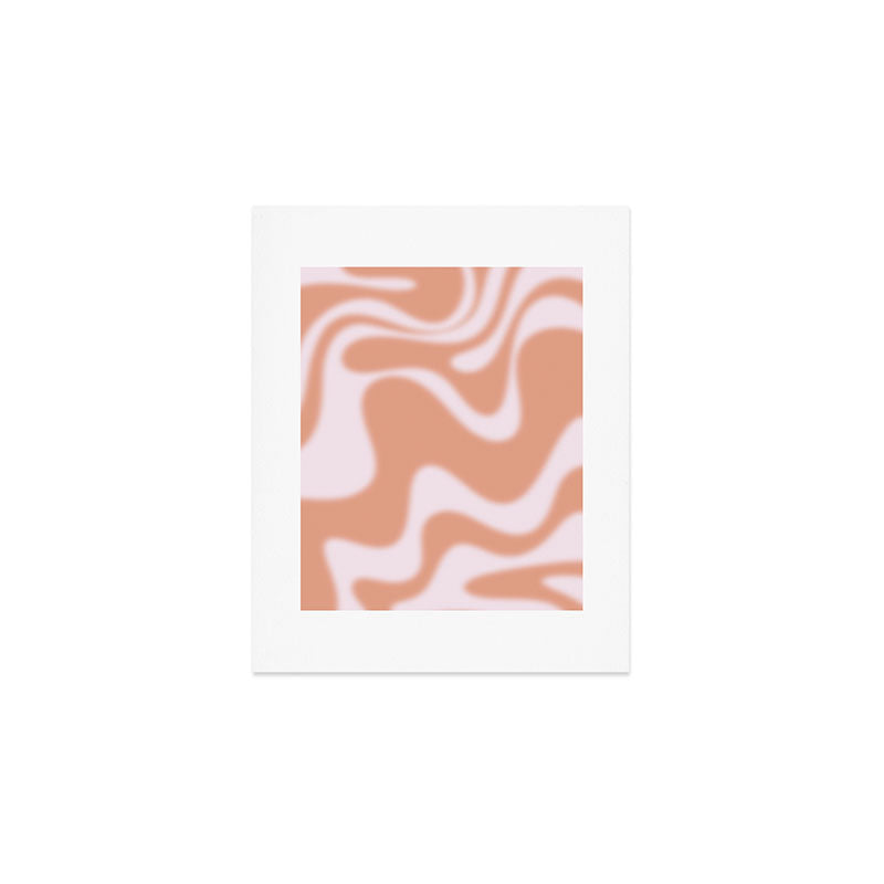 Dreamy Retro Liquid Swirl Contemporary Abstract 2 in Pastel Pink and Buff Apricot Art Print Gallery Image 1