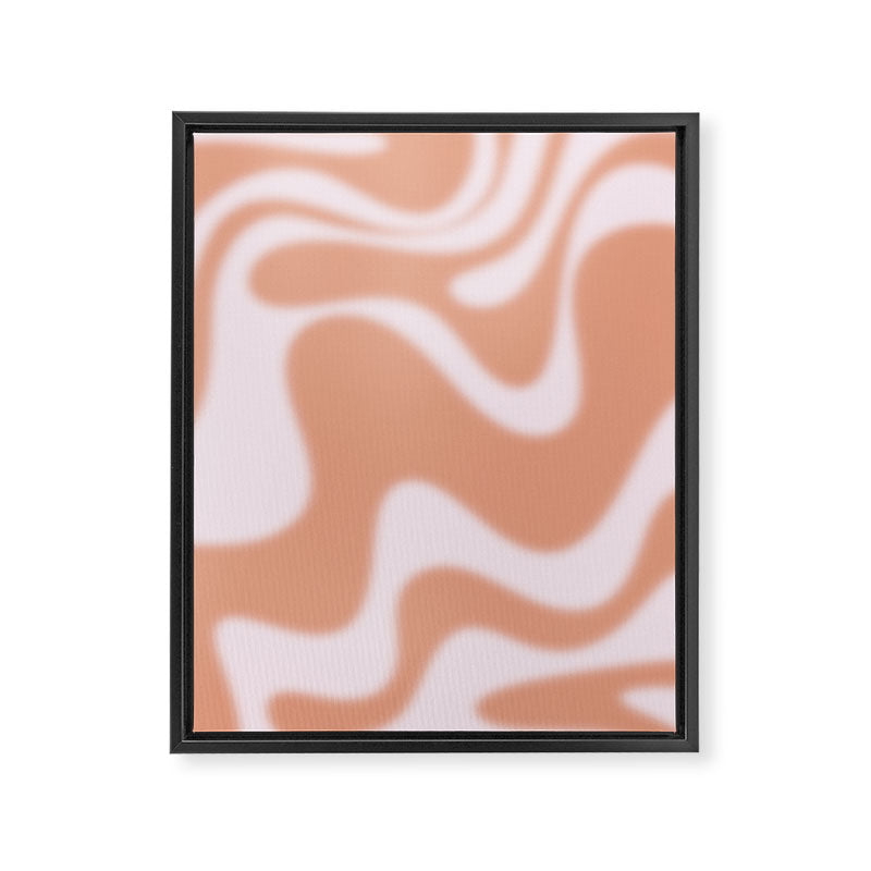 Dreamy Retro Liquid Swirl Contemporary Abstract 2 in Pastel Pink and Buff Apricot Framed Canvas Print Gallery Image 8