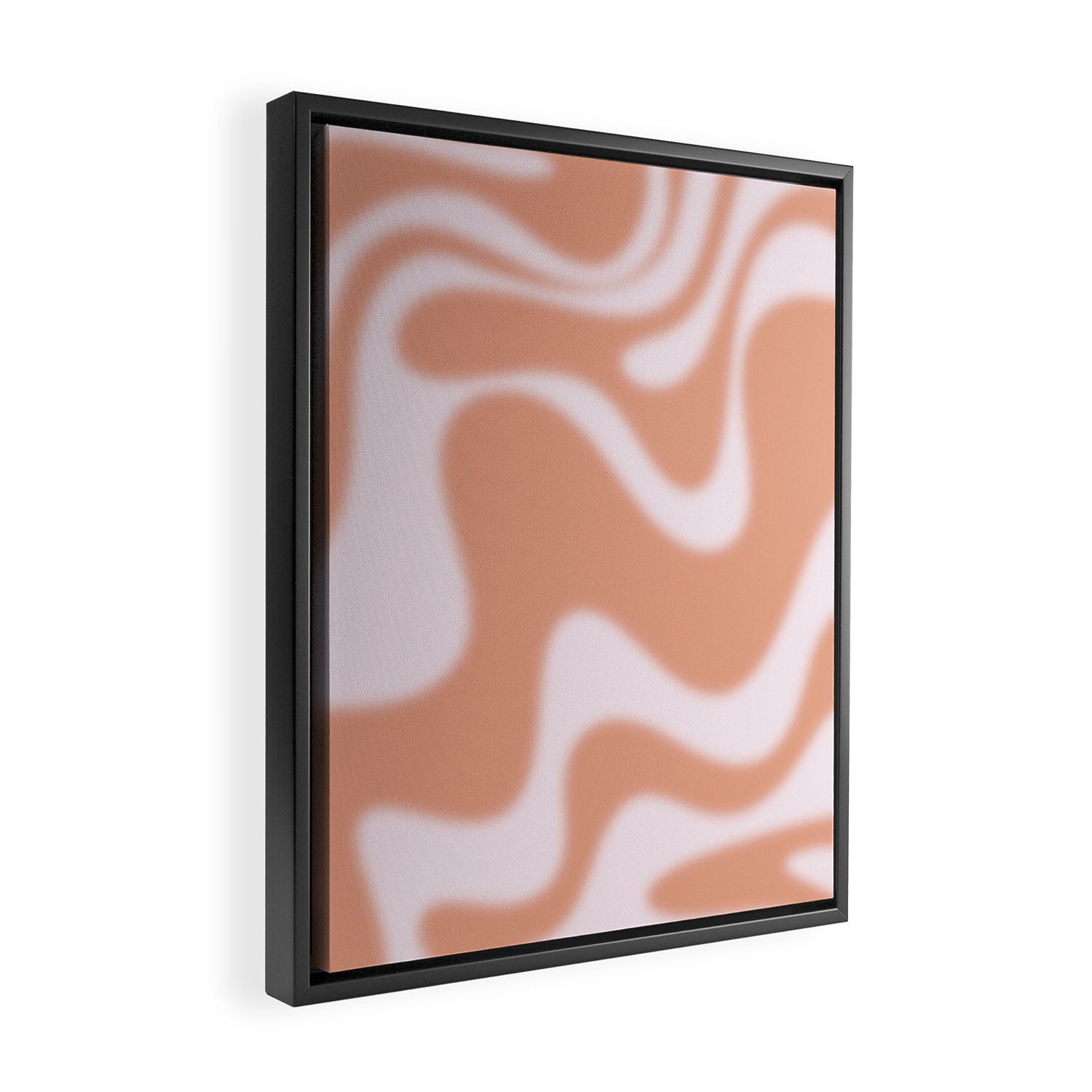 Dreamy Retro Liquid Swirl Contemporary Abstract 2 in Pastel Pink and Buff Apricot Framed Canvas Print Gallery Image 2
